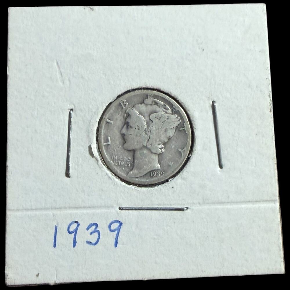 1939 Mercury Dime 90% Silver US Coin Winged Liberty Head Circulated Vintage